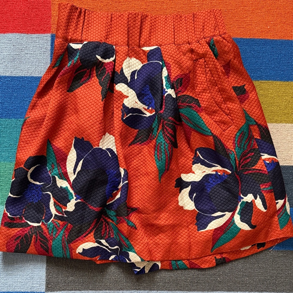 Floral Orange Bubble Skirt with Navy Blooms
